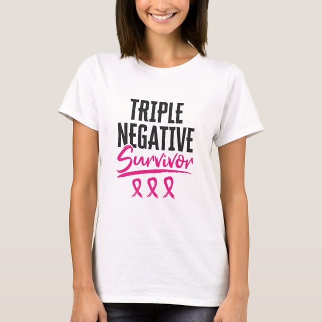 Camiseta Triple sobreviviente negativo TNBC Cáncer de Mama (Anverso)