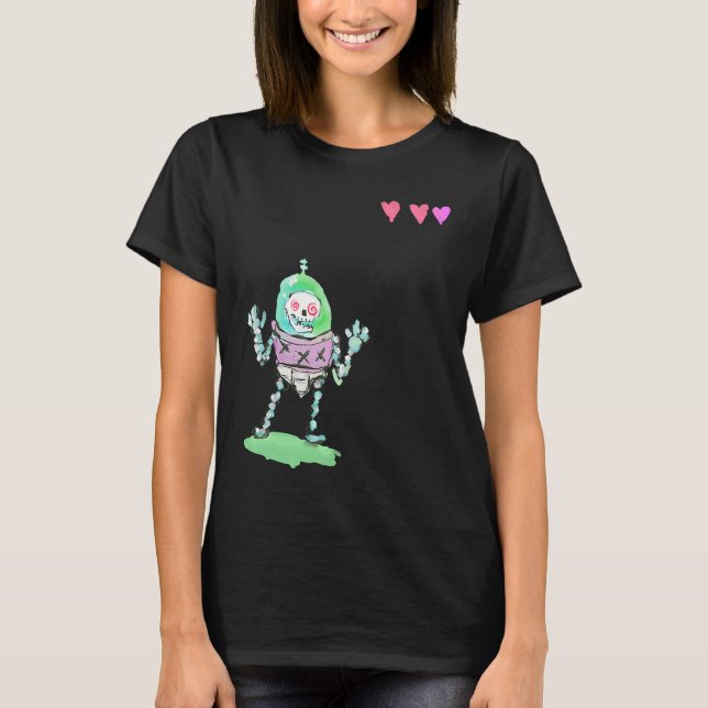 Camiseta Triple X Skeleton Robot With Life Hearts (Anverso)