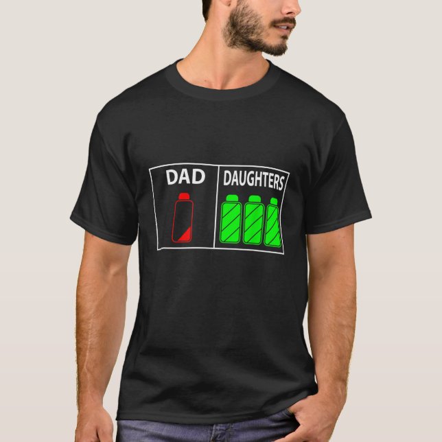Camiseta Triplet Dad de tres hijas el divertido día del pad (Anverso)