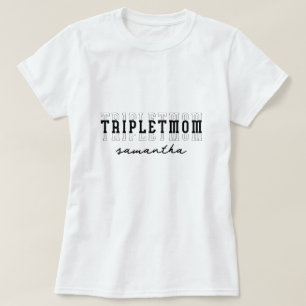 Camiseta Triplet Mom de 3 Personalizados Monograma Regalo d