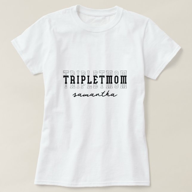 Camiseta Triplet Mom de 3 Personalizados Monograma Regalo d (Diseño del anverso)
