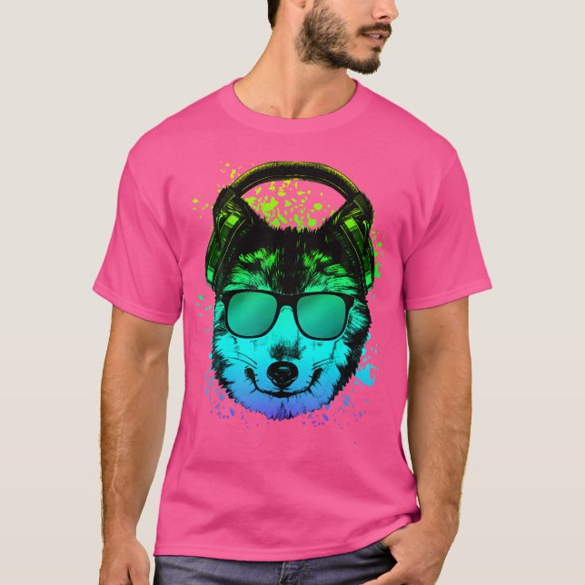 Camiseta Trippy Dj Edm Techno House Wolves Psychedelic Wolf (Anverso)