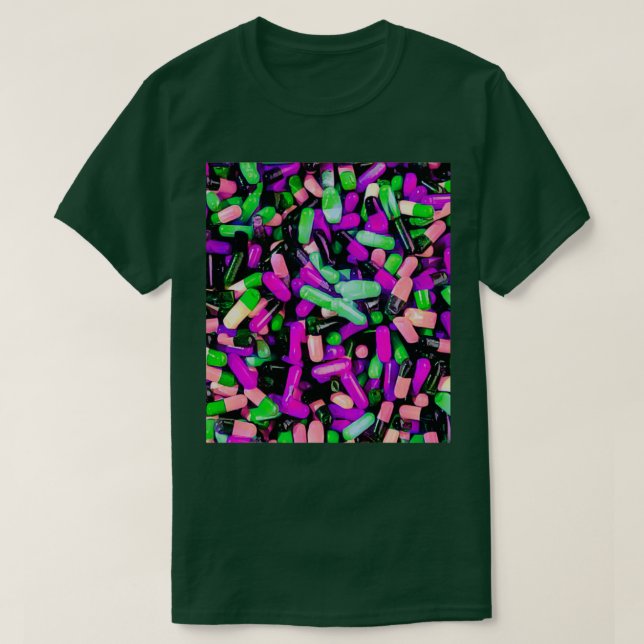 Camiseta Trippy Pastillas psicodélicas de regalo repetido (Diseño del anverso)