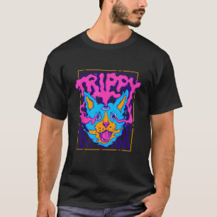 Camiseta Trippy Psicodélico Extraño Gato Hippie Rave Weirdc