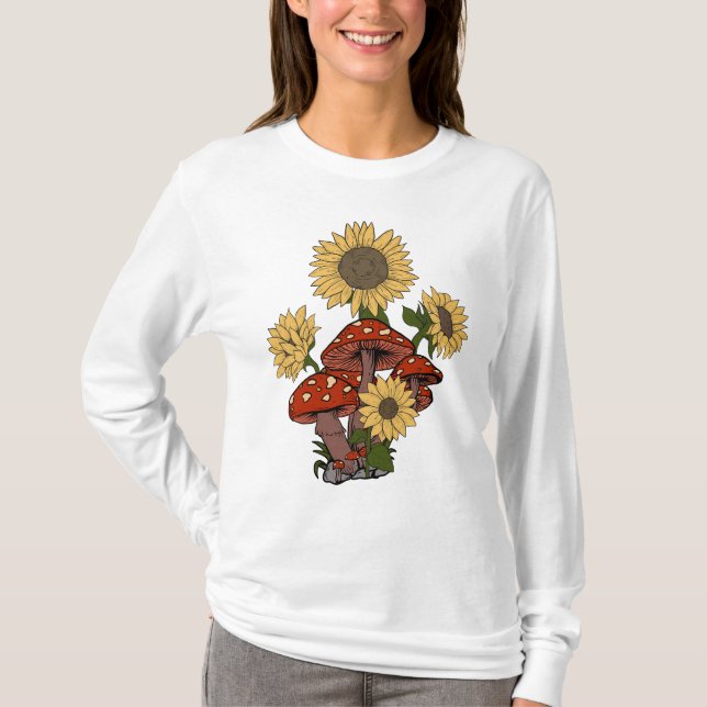 Camiseta Trippy Sunflower Mushroom Psychedelic (Anverso)