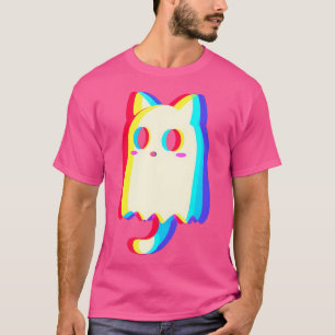 Camiseta Trippy Vaporwave Ghost Cat Halloween Techno Rave E