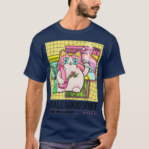 Camiseta Trippy Weed Kitty Cat CBD Glitch Pastel Bong Joint