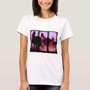 Camiseta Tríptico de caballos salvajes