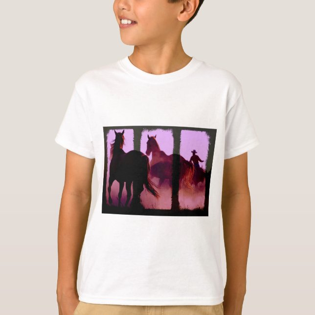 Camiseta Tríptico de caballos salvajes (Anverso)