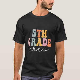Camiseta Tripulación de 5to grado Retro Groovy Mujeres Feli