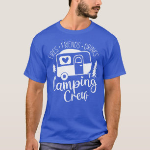 Camiseta Tripulación de acampada papas fritas amigos bebida