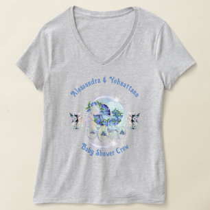 Camiseta Tripulación de Baby Shower Carrito Azulado Caprich