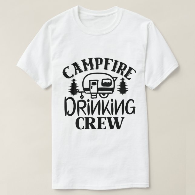 Camiseta Tripulacion de Bebedores de Fogata Divertida Fiest (Diseño del anverso)