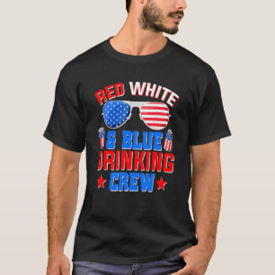 Camiseta Tripulación De Bebida Blanca Y Azul Roja 4 De Juli