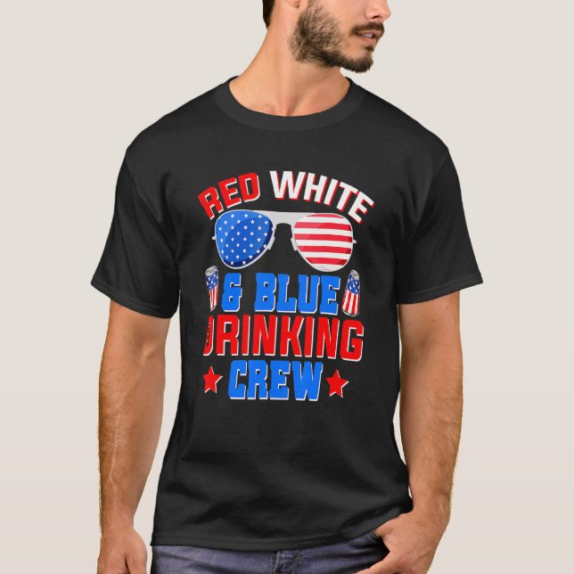 Camiseta Tripulación De Bebida Blanca Y Azul Roja 4 De Juli (Anverso)