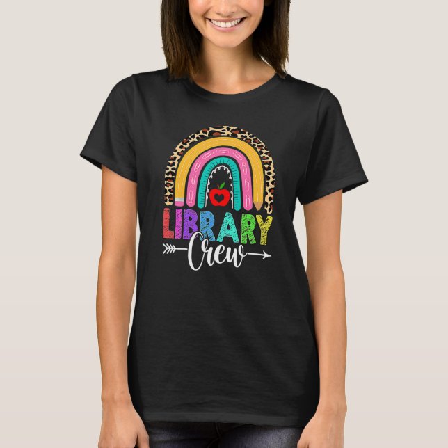 Camiseta Tripulación de Biblioteca Leopardo Arcoíris  Profe (Anverso)