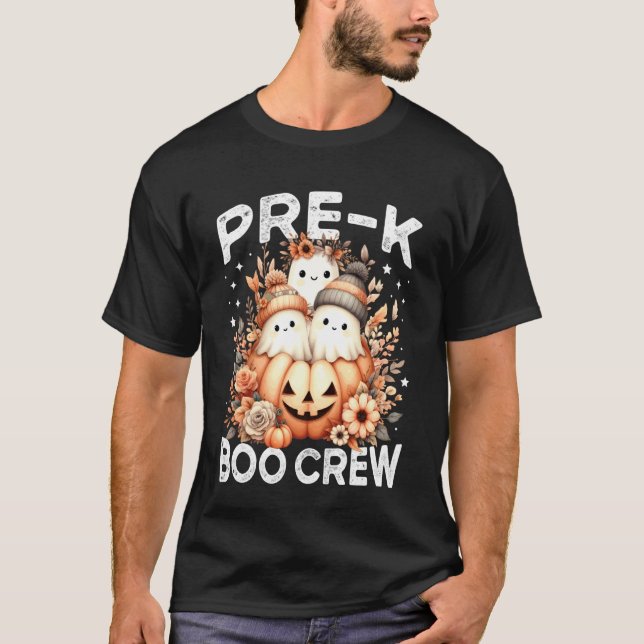Camiseta Tripulación de Boo Pre K Maestro Halloween Fantasm (Anverso)