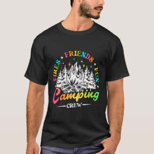 Camiseta Tripulación de Camping Amigos Divertidos Fuegos Vi