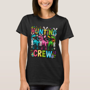 Camiseta Tripulación de caza de Pascua Tres conejitos T-rex
