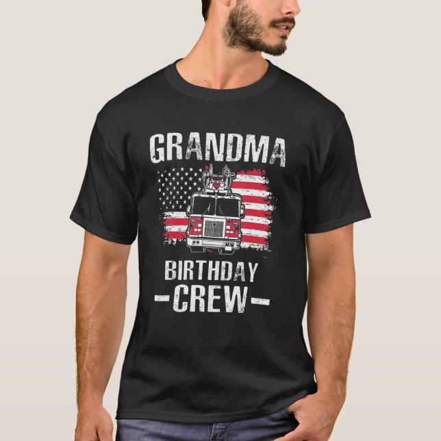 Camiseta Tripulación de cumpleaños de la abuela con bandera (Anverso)