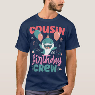 Camiseta Tripulación de cumpleaños de primo tiburón lindo