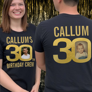Camiseta tripulación de cumpleaños número 30 adulto nombre
