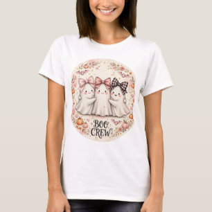Camiseta Tripulación de fantasmas con lazo rosa lindo BOO p