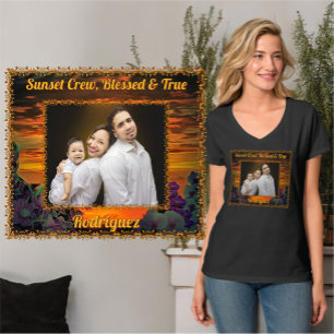 Camiseta Tripulación de la puesta del sol Bendecida y Verda