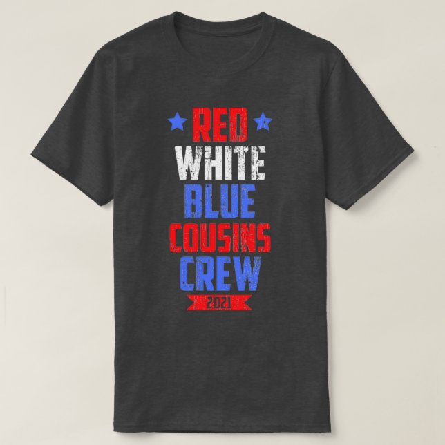 Camiseta Tripulación de Primo Azul Blanco Rojo, 4 de julio  (Diseño del anverso)