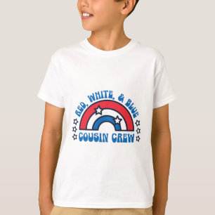 Camiseta Tripulación de primos del 4 de julio rojo blanco y