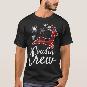 Camiseta Tripulación de primos Navidades de renos rojos neg