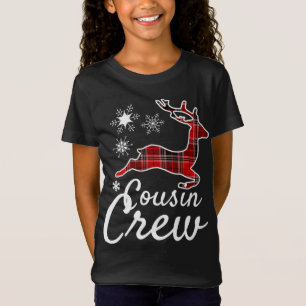 Camiseta Tripulación de primos Navidades de renos rojos neg