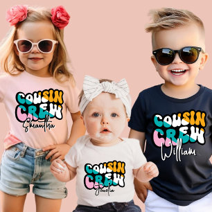 Camiseta Tripulación de Primos Personalizados Retro Negro