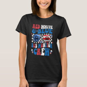 Camiseta Tripulación Del Monitor De Autobuses Rojos Blancos