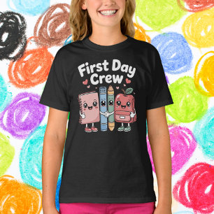 Camiseta Tripulación del primer día de amigos con útiles es
