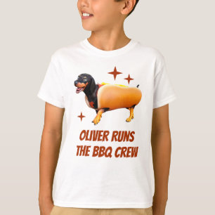 Camiseta Tripulación personalizada de barbacoa Dachshund Pe