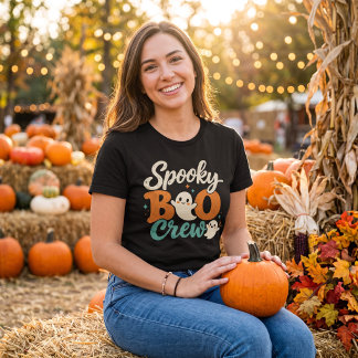 Camiseta Tripulación Spooky Boo Retro Fantasma Coincidente