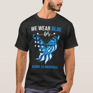 Camiseta Trisomía 18 Conciencia 4 de julio Mariposa Azul