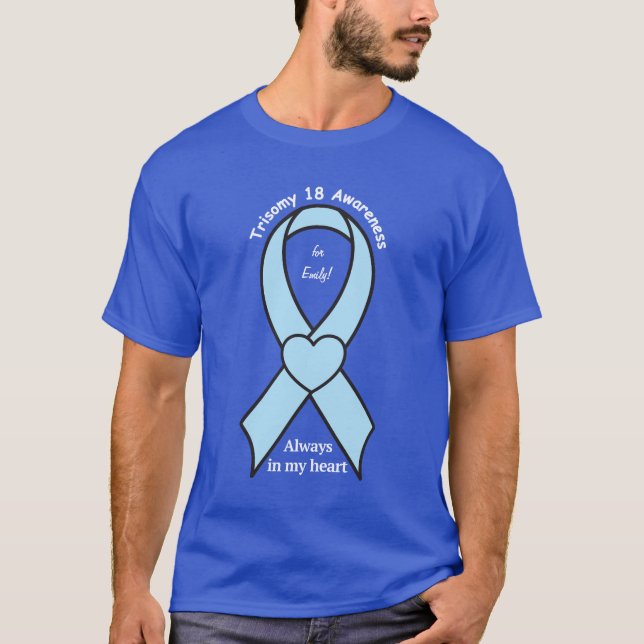 Camiseta Trisomy 18 siempre en personalizable del nombre (Anverso)
