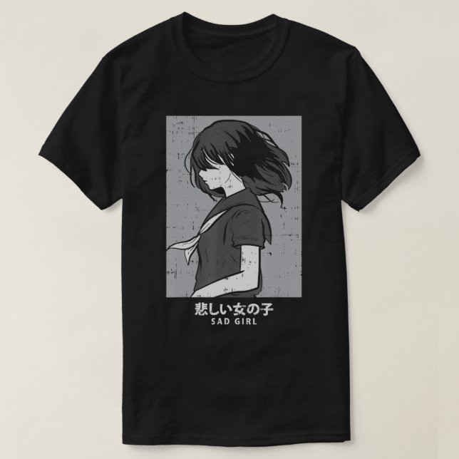 Camiseta Triste Chica Gótico anime Manga estética Otaku jap (Diseño del anverso)