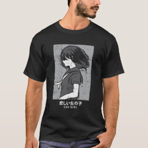 Camiseta Triste Chica Gótico anime Manga estética Otaku jap
