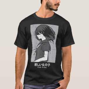Camiseta Triste Chica Gótico anime Manga estética Otaku jap