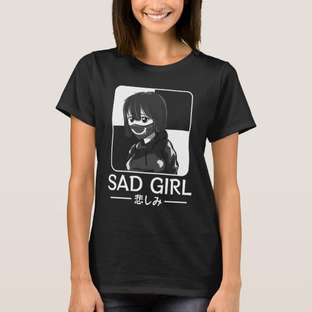 Camiseta Triste Chica Japonés Anti Social Soft Grunge Emo G (Anverso)