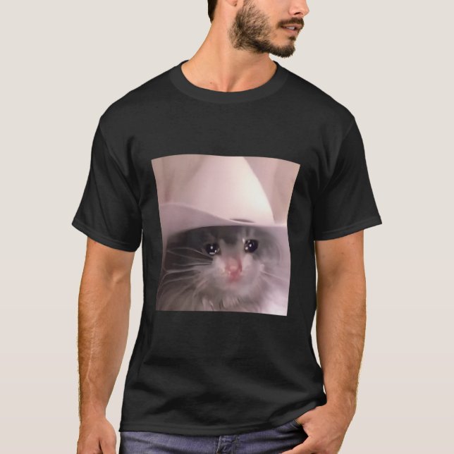 Camiseta Triste gato Gorra de vaquero (Anverso)