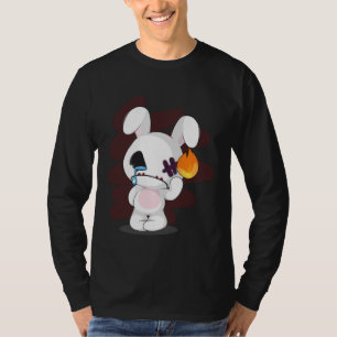 Camiseta Triste Gótico de conejito blanco roto y espeluznan