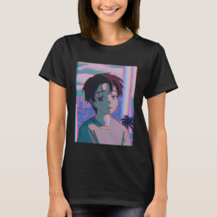 Camiseta Triste niño japonés de vaporwave Glitch estético