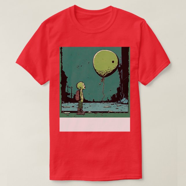 Camiseta Triste Zombie con un globo (Diseño del anverso)