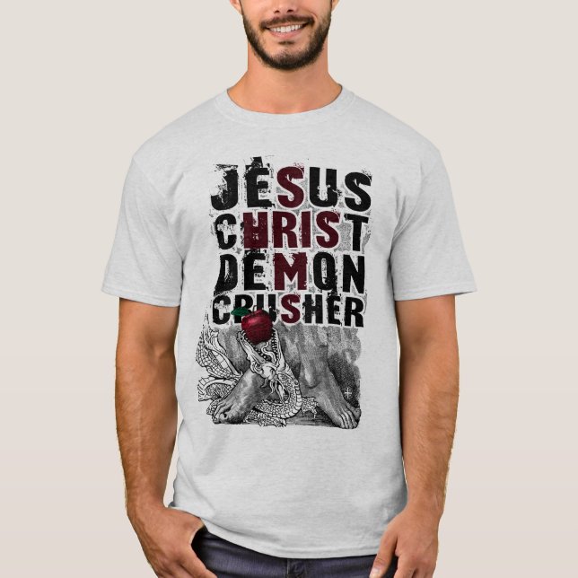 Camiseta Trituradora del demonio del Jesucristo (Anverso)