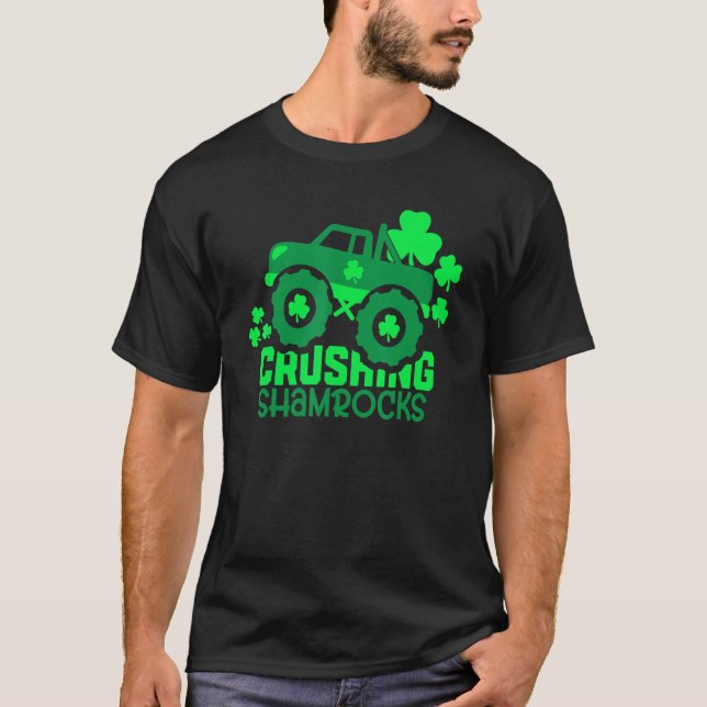 Camiseta Triturando a Shamrock Monster Truck Irish St Patri (Anverso)