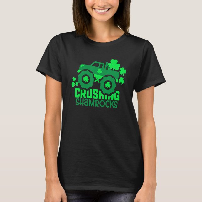 Camiseta Triturando a Shamrock Monster Truck Irish St Patri (Anverso)